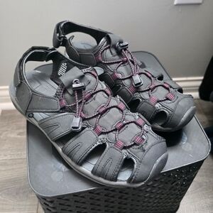 Women's Black and Purple Sandals
